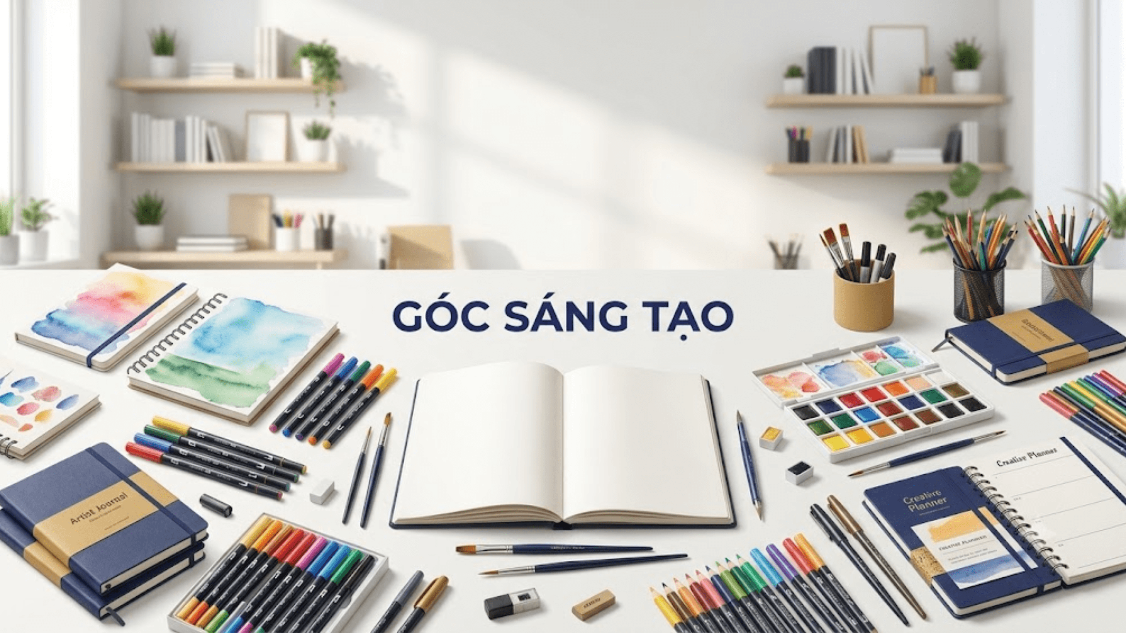 Banner góc sáng tạo văn phòng phẩm Hải Hà