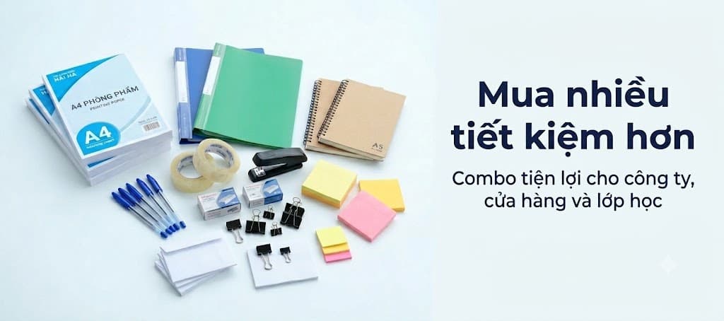 Banner combo văn phòng phẩm Hải Hà tiết kiệm